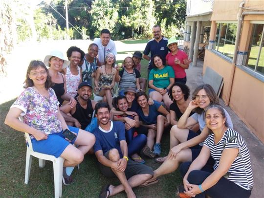 O grupo dos professores que acompanharam os colegiais nas férias